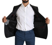 Thumbnail for Elegant Black Jacquard Slim Fit Blazer