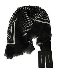 Thumbnail for Elegant Black Silk Blend Polka Dotted Men's Scarf
