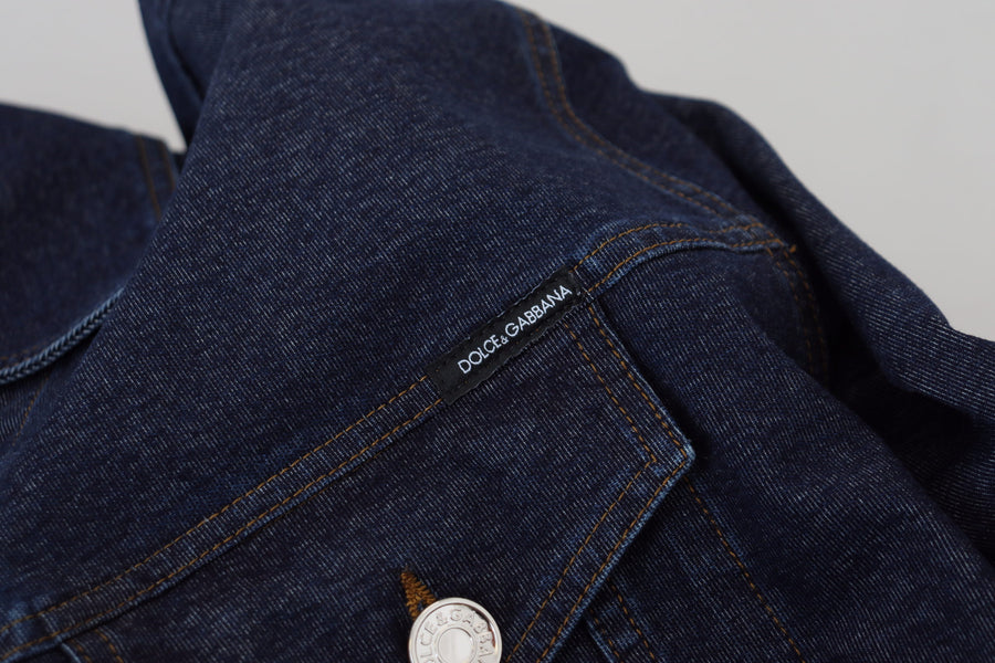 Elegant Blue Denim Button-Down Jacket