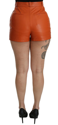 Thumbnail for Orange Leather High Waist Hot Pants Shorts