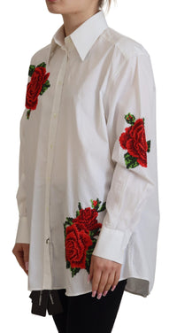 Thumbnail for Elegant Floral Embroidered Silk Blend Shirt