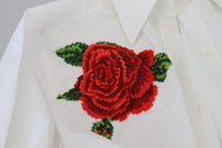 Thumbnail for Elegant Floral Embroidered Silk Blend Shirt