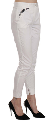 Thumbnail for Elegant White Cotton Blend Trousers