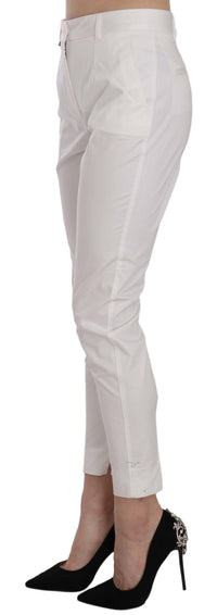 Thumbnail for Elegant White Cotton Blend Trousers