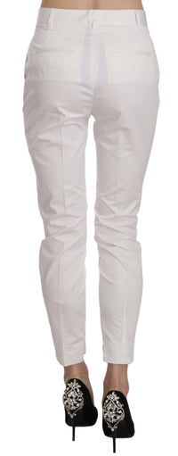 Thumbnail for Elegant White Cotton Blend Trousers
