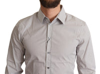 Thumbnail for Elegant Gray Striped Slim Fit Dress Shirt