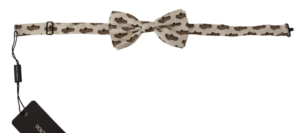 Elegant Car Print Silk Bow Tie