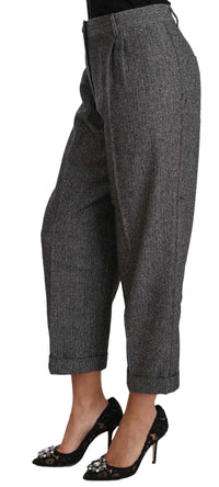 Thumbnail for Gray Wool Pleated Cropped Trouser Pants
