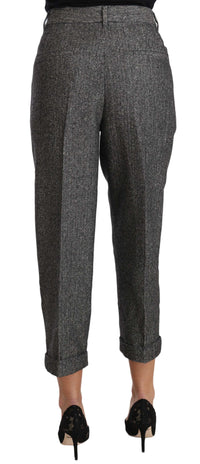 Thumbnail for Gray Wool Pleated Cropped Trouser Pants