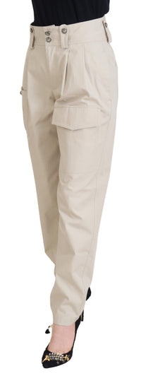 Thumbnail for Chic Beige Cotton Trousers for Elegant Comfort