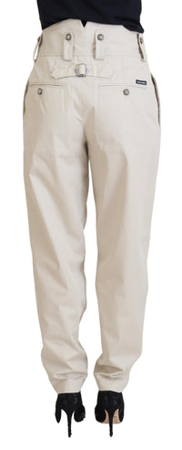 Thumbnail for Chic Beige Cotton Trousers for Elegant Comfort