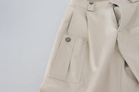 Thumbnail for Chic Beige Cotton Trousers for Elegant Comfort