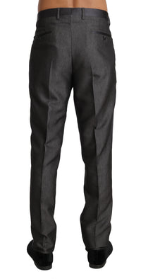 Thumbnail for Elegant Patterned Gray Wool Blend Trousers