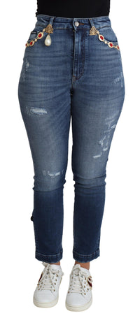 Thumbnail for Embellished High Waist Skinny Denim Jeans