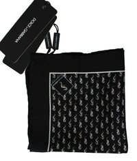 Thumbnail for Elegant Black Silk Seahorse Scarf