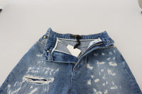 Thumbnail for Chic Tattered Denim Pants - Indigo Essence