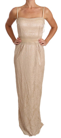 Thumbnail for Elegant Beige Sheath Floor-Length Dress