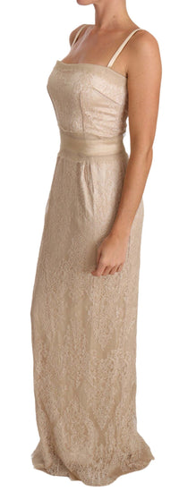Thumbnail for Elegant Beige Sheath Floor-Length Dress