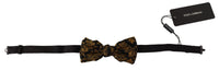 Thumbnail for Elegant Black Gold Floral Silk Bow Tie