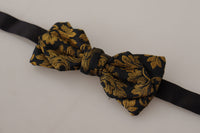 Thumbnail for Elegant Black Gold Floral Silk Bow Tie