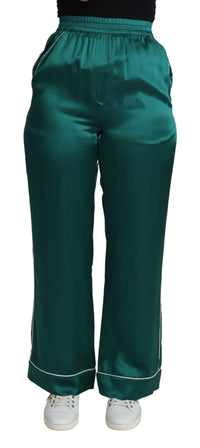 Thumbnail for Exquisite Silk Pajama Trousers in Lush Green