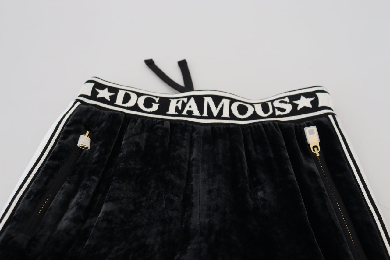 Black DG Logo Velvet Trouser Pants