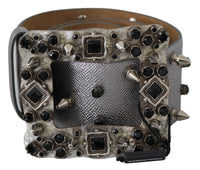 Thumbnail for Stunning Silver Leather Crystal-Studded Belt