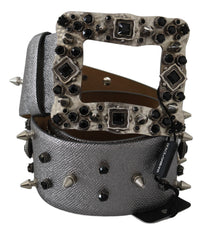 Thumbnail for Stunning Silver Leather Crystal-Studded Belt