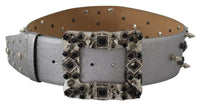 Thumbnail for Stunning Silver Leather Crystal-Studded Belt