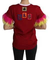 Thumbnail for Chic Red Pig Print Crew Neck T-Shirt