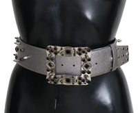 Thumbnail for Stunning Silver Leather Crystal-Studded Belt