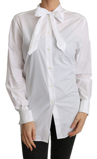 Thumbnail for Elegant Scarf Neck Cotton Blouse