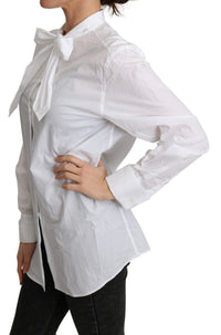Thumbnail for Elegant Scarf Neck Cotton Blouse
