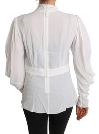 Thumbnail for Elegant White Scarf Neck Blouse