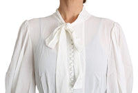 Thumbnail for Elegant White Scarf Neck Blouse