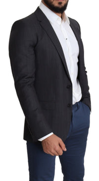 Thumbnail for Elegant Black Virgin Wool Martini Blazer