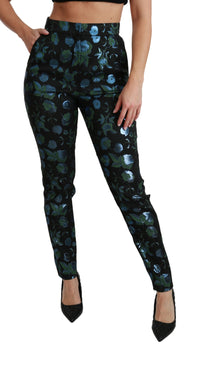 Thumbnail for Floral High Waist Skinny Trousers