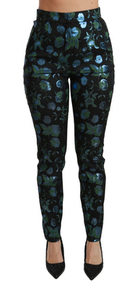 Thumbnail for Floral High Waist Skinny Trousers