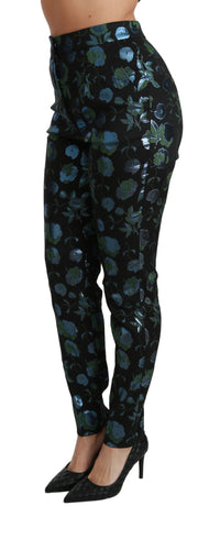 Thumbnail for Floral High Waist Skinny Trousers