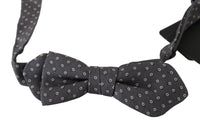 Thumbnail for Elegant Silk Gray Circle Pattern Bow Tie