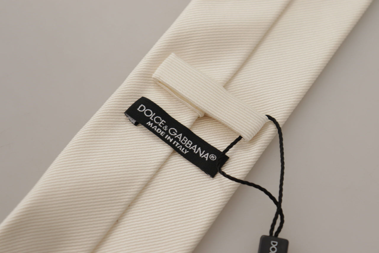 Elegant White Silk Men's Tie