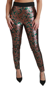 Thumbnail for Elegant Bronze Leaf Metallic Trousers