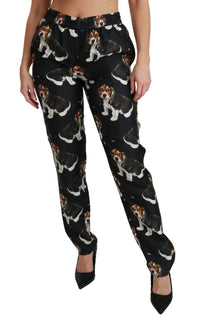 Thumbnail for Elegant Silk Puppy Dog Print Pants