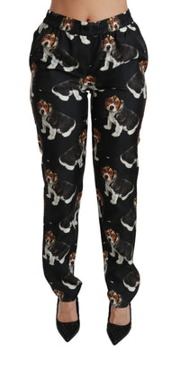Thumbnail for Elegant Silk Puppy Dog Print Pants