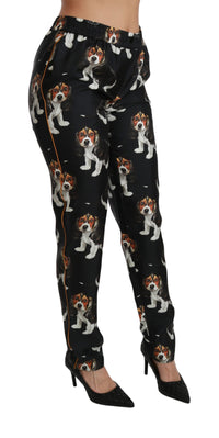 Thumbnail for Elegant Silk Puppy Dog Print Pants
