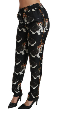 Thumbnail for Elegant Silk Puppy Dog Print Pants