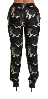 Thumbnail for Elegant Silk Puppy Dog Print Pants