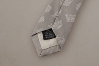 Thumbnail for Elegant Silk Gray Crown Print Bow Tie