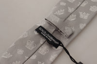 Thumbnail for Elegant Silk Gray Crown Print Bow Tie