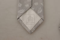 Thumbnail for Elegant Silk Gray Crown Print Bow Tie
